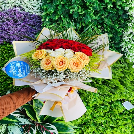 Renkli Gül Buketi 25 adet